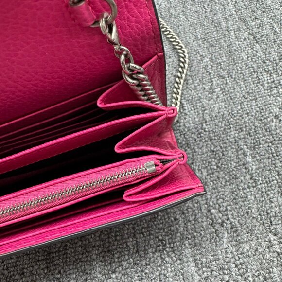 GUCCI GG Marmont Chain Wallet Pink Leather Shoulder Bag 699-070825 - Picture 7 of 15